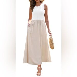 Zattcas Women's Casual Sleeveless Long Maxi Dress with Pockets Size L